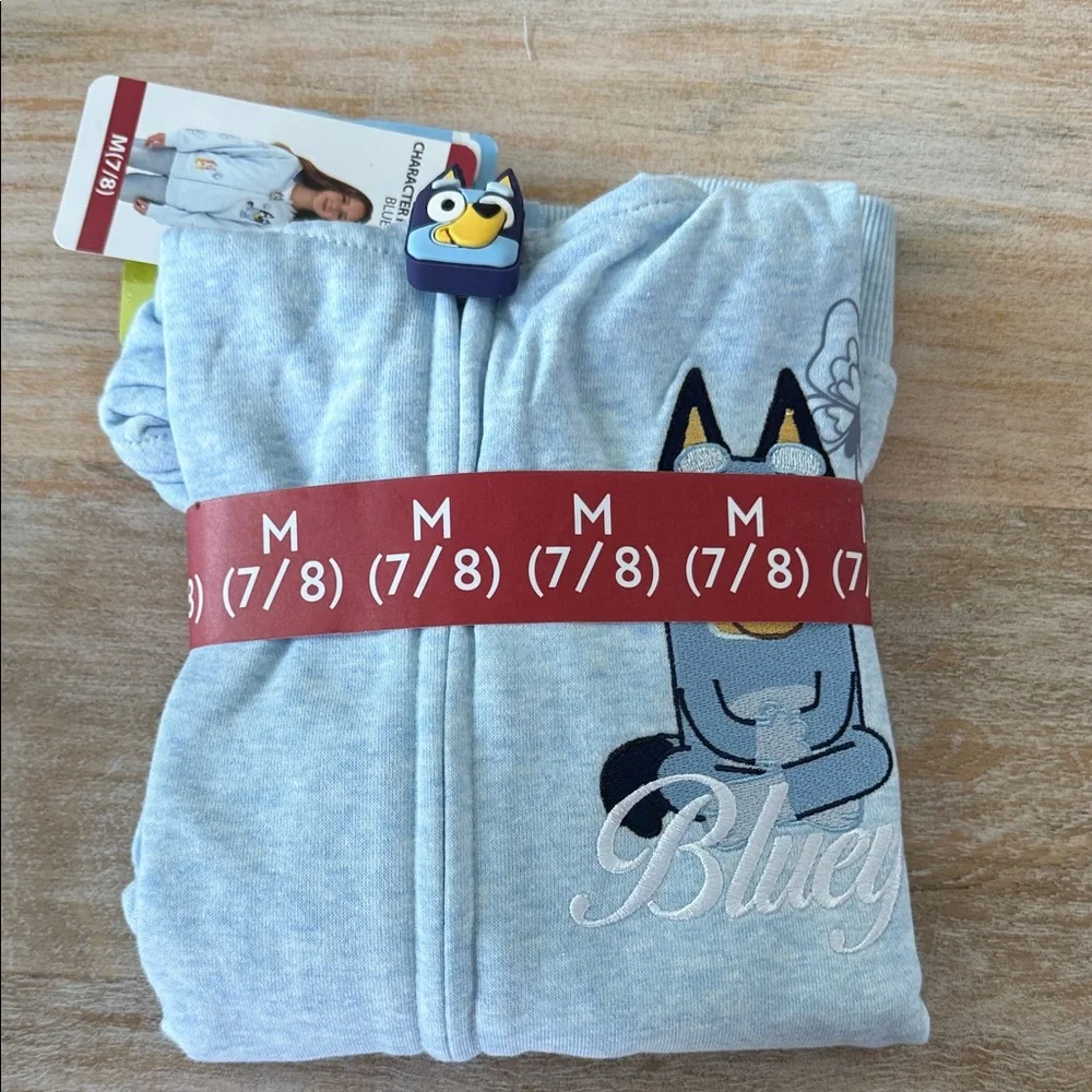 Girls Bluey Light Blue Hoodie Sweatshirt - Size 7/8